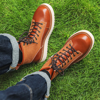 Martin čizme za muškarce – vintage stil, gornji dio od mikrovlakana, gumeni potplat, okrugla nosnica, niski potplat 1–3 cm