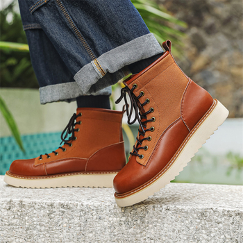 Martin čizme za muškarce – vintage stil, gornji dio od mikrovlakana, gumeni potplat, okrugla nosnica, niski potplat 1–3 cm
