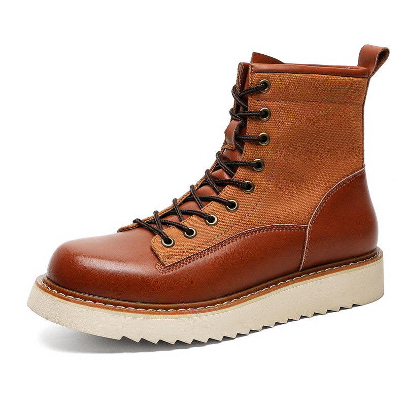 Martin čizme za muškarce – vintage stil, gornji dio od mikrovlakana, gumeni potplat, okrugla nosnica, niski potplat 1–3 cm