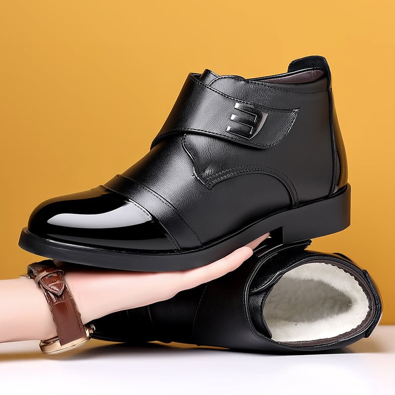Muške zimske čizme s Velcro zatvaračem, srednje visoke, PU gornji dio, unutarnja obloga od flisa, plastična potplat, poslovno casual stil