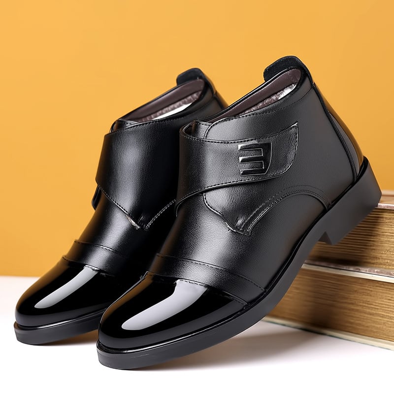 Muške zimske čizme s Velcro zatvaračem, srednje visoke, PU gornji dio, unutarnja obloga od flisa, plastična potplat, poslovno casual stil