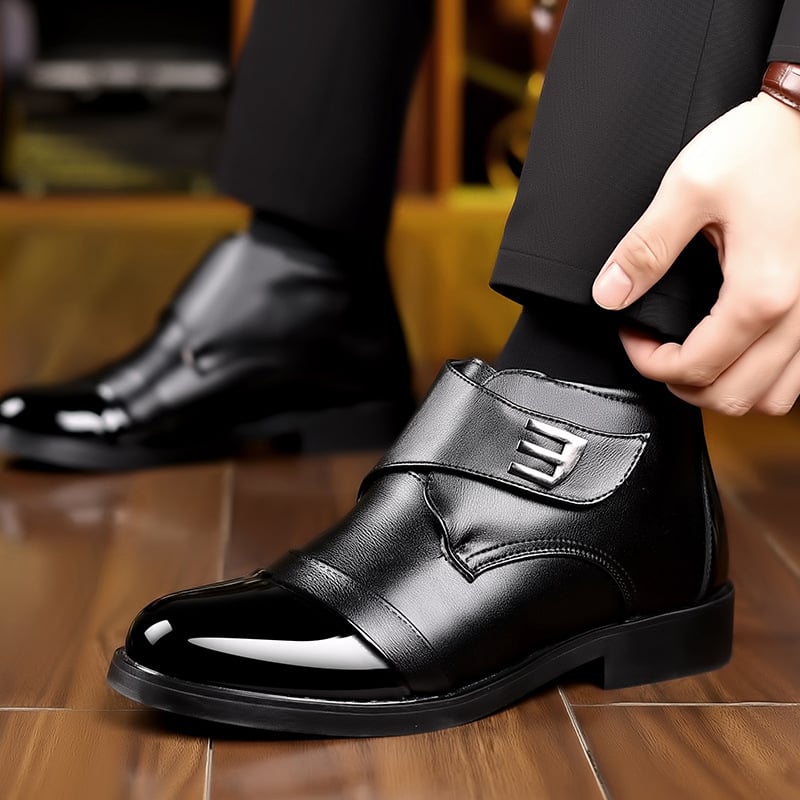 Muške zimske čizme s Velcro zatvaračem, srednje visoke, PU gornji dio, unutarnja obloga od flisa, plastična potplat, poslovno casual stil