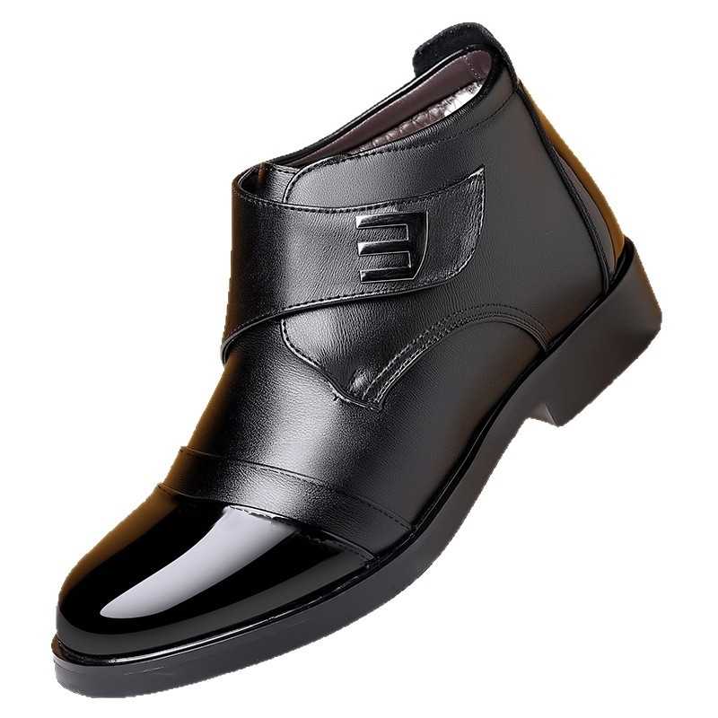 Muške zimske čizme s Velcro zatvaračem, srednje visoke, PU gornji dio, unutarnja obloga od flisa, plastična potplat, poslovno casual stil