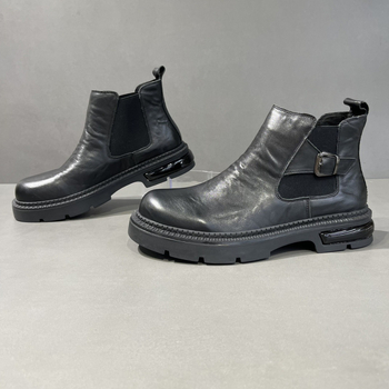 Ghete Martin pentru bărbați - partea superioară din piele naturală, talpă din cauciuc, vârf rotund, toc gros 3–5 cm, încălțăminte de iarnă