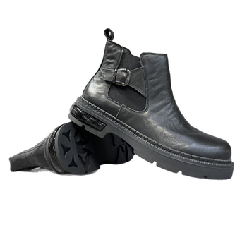 Ghete Martin pentru bărbați - partea superioară din piele naturală, talpă din cauciuc, vârf rotund, toc gros 3–5 cm, încălțăminte de iarnă