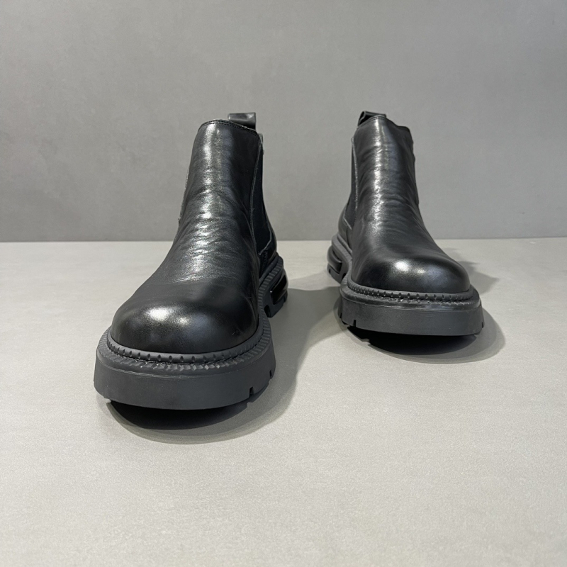 Ghete Martin pentru bărbați - partea superioară din piele naturală, talpă din cauciuc, vârf rotund, toc gros 3–5 cm, încălțăminte de iarnă