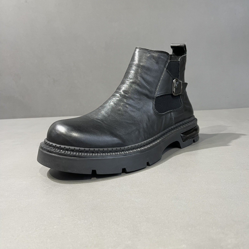 Ghete Martin pentru bărbați - partea superioară din piele naturală, talpă din cauciuc, vârf rotund, toc gros 3–5 cm, încălțăminte de iarnă