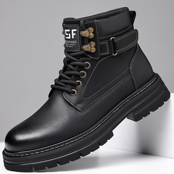 Meeste nahast kõrged talvesaapad, fliisvooder, kummist talla, ümmargune varvas