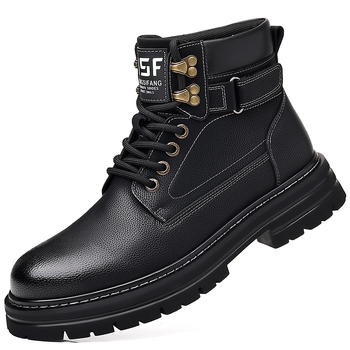 Meeste nahast kõrged talvesaapad, fliisvooder, kummist talla, ümmargune varvas