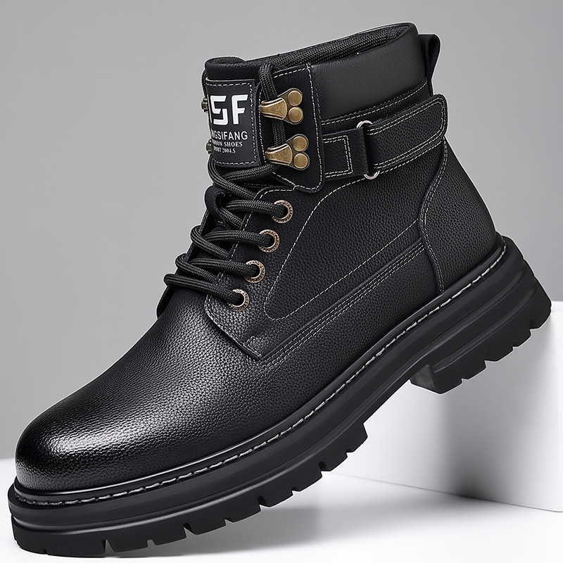 Meeste nahast kõrged talvesaapad, fliisvooder, kummist talla, ümmargune varvas