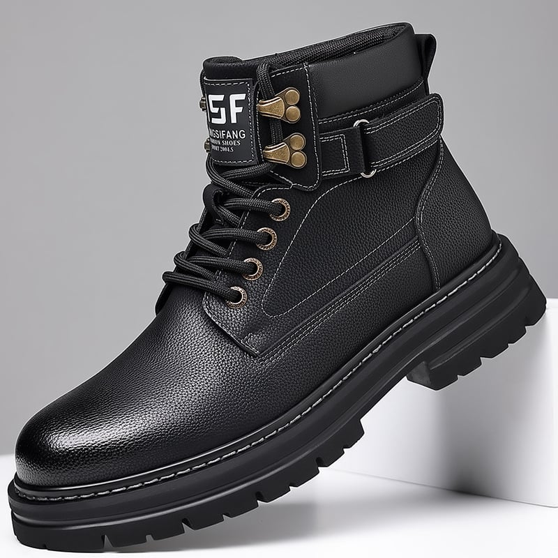 Meeste nahast kõrged talvesaapad, fliisvooder, kummist talla, ümmargune varvas