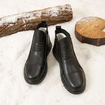 Мъжки зимни ботуши от синтетична кожа с гумена подметка, удебелена изолация, кръгла носка, дишащи и противохлъзващи.