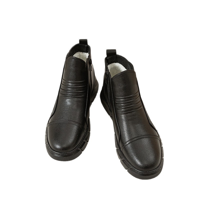 Мъжки зимни ботуши от синтетична кожа с гумена подметка, удебелена изолация, кръгла носка, дишащи и противохлъзващи.