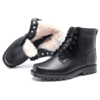 Ανδρικά χειμωνιάτικα μποτάκια με γούνινο επάνω μέρος, αντιολισθητική καουτσούκ σόλα, εσωτερική γούνα, χαμηλό ύψος φτέρνας