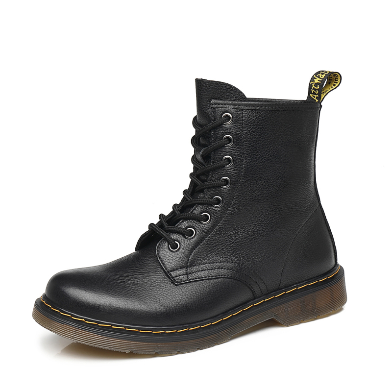 Μάρτιν μποτάκια από μαλακό δέρμα, 8 οπές για κορδόνια, Crinkle δέρμα επάνω, μπροστινό κλείσιμο με κορδόνι, σόλα από τένοντα βοδιού, χειμερινό μοντέλο, χαμηλό τακούνι