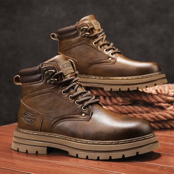 Muške Martin čizme od prave kože, gumena potplata, prednje vezivanje šnurlama, srednja visina potkoljenice, unutarnja podstava od prave kože