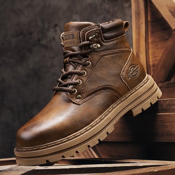 Muške Martin čizme od prave kože, gumena potplata, prednje vezivanje šnurlama, srednja visina potkoljenice, unutarnja podstava od prave kože