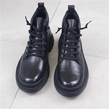 Ghete Martin pentru bărbați, piele de vițel de primă calitate, căptușite cu fleece, înălțime până la gambe, șiret frontal, talpă din cauciuc