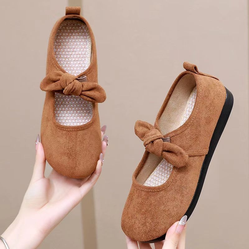 Ženske ravne cipele s jednostavnim stilom, okrugli vrh, gornji dio od platna, gumena potplat, niski potpetica 1–3 cm