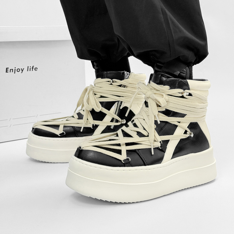 Ghete Martin din piele naturală, înalte, unisex, stil casual, toc de 3-5 cm, vârf rotund