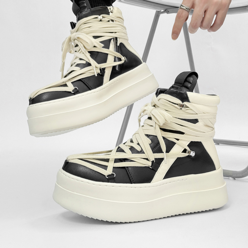 Ghete Martin din piele naturală, înalte, unisex, stil casual, toc de 3-5 cm, vârf rotund