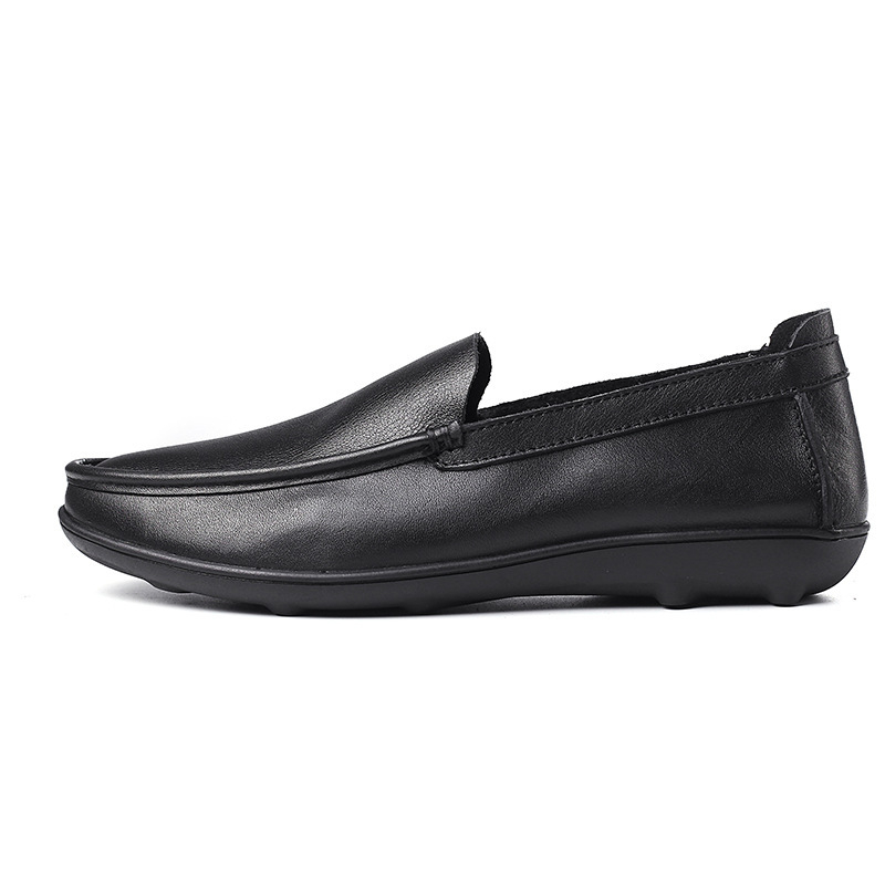 Loaferi din piele pentru bărbați, slip-on, vârf rotund, talpă din cauciuc