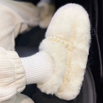 Ženske zimske cipele od PU kože s pliš unutrašnjošću, slip-on, okrugli vrh, srednja peta 3-5 cm, korejski stil