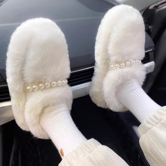 Ženske zimske cipele od PU kože s pliš unutrašnjošću, slip-on, okrugli vrh, srednja peta 3-5 cm, korejski stil