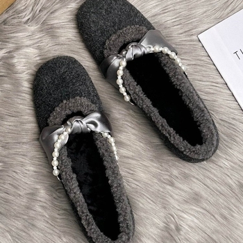 Ženske slip-on loaferice s PU gornjim dijelom, plišanom unutrašnjosti, gumenom potplatom, platformom, okruglim vrhom