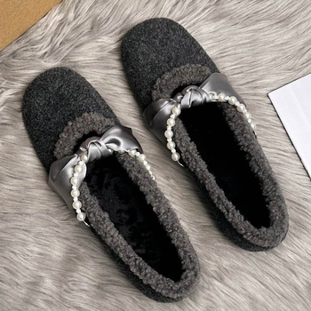 Ženske slip-on loaferice s PU gornjim dijelom, plišanom unutrašnjosti, gumenom potplatom, platformom, okruglim vrhom