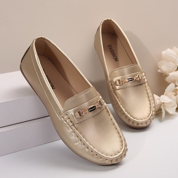 Lazy shoes s PU gornjim dijelom, zaobljeni vrh, niski gornji dio, gumena potplata, kopča Kick