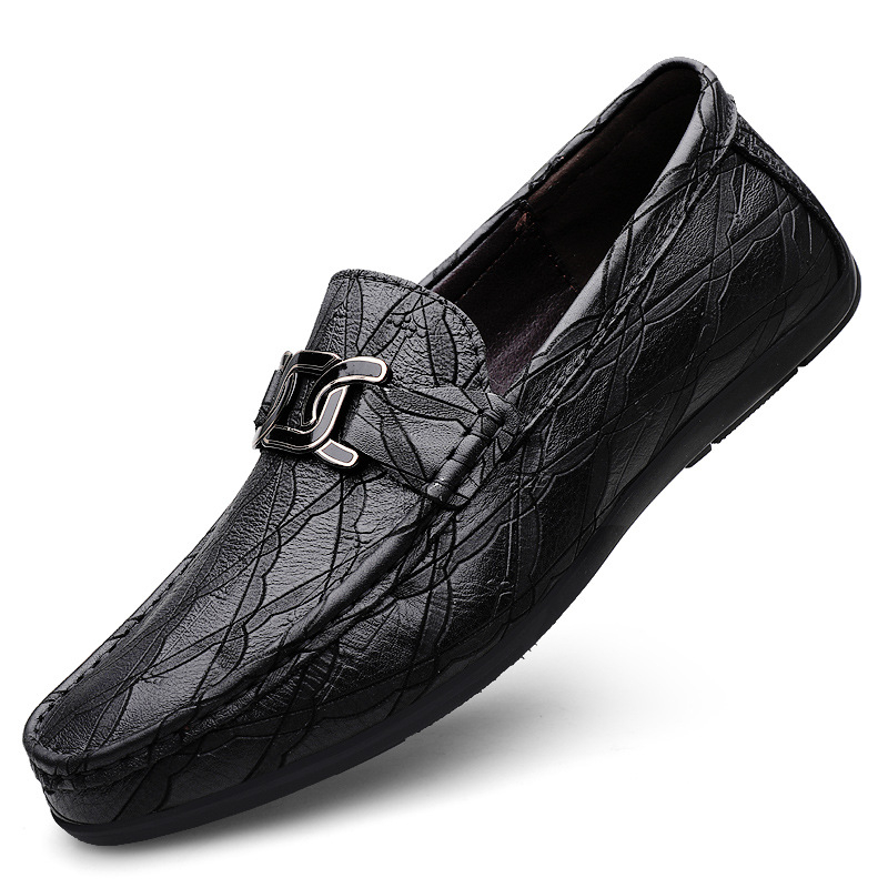 Muške casual slip-on mokasice od prave kože, gumeni potplat, okrugla vrh prsta, niska peta (1–3 cm)