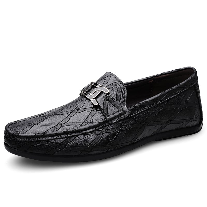 Muške casual slip-on mokasice od prave kože, gumeni potplat, okrugla vrh prsta, niska peta (1–3 cm)