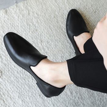 Pantofi Bean pentru bărbați - din piele naturală, respirabili, vârf ascuțit, toc plat, talpă PU, slip-on