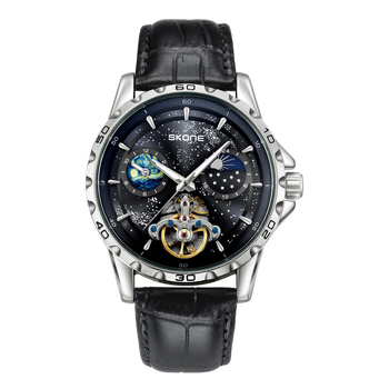 Skone Tourbillon Sun Moon Star muški sat s automatskim mehanizmom (Automatski mehanizam, vodootpornost 30m, kožni kaiš, kućište od legure)