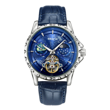 Skone Tourbillon Sun Moon Star muški sat s automatskim mehanizmom (Automatski mehanizam, vodootpornost 30m, kožni kaiš, kućište od legure)