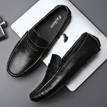 Muški kožni loaferi, slip-on, kvadratni vrh, gumeni đon, PU ulošak, prozračnost