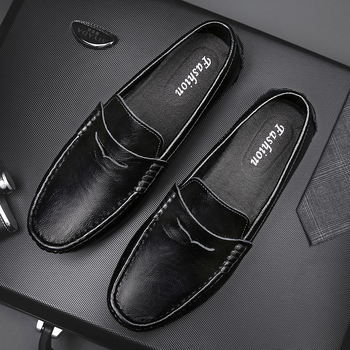 Muški kožni loaferi, slip-on, kvadratni vrh, gumeni đon, PU ulošak, prozračnost