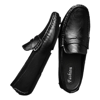Muški kožni loaferi, slip-on, kvadratni vrh, gumeni đon, PU ulošak, prozračnost