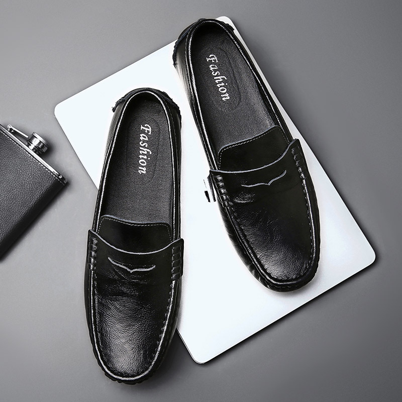 Muški kožni loaferi, slip-on, kvadratni vrh, gumeni đon, PU ulošak, prozračnost