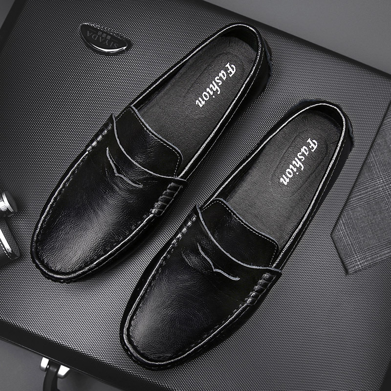Muški kožni loaferi, slip-on, kvadratni vrh, gumeni đon, PU ulošak, prozračnost