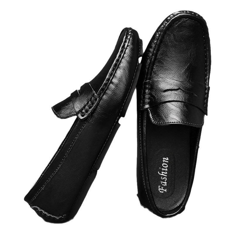 Muški kožni loaferi, slip-on, kvadratni vrh, gumeni đon, PU ulošak, prozračnost