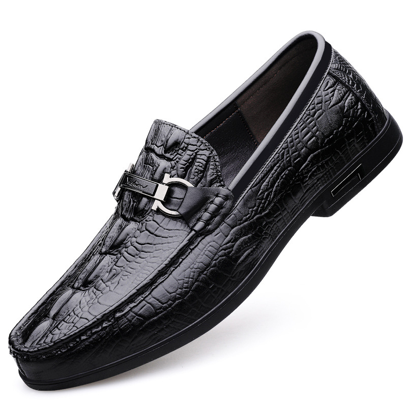 Casual loaferice od prave kože s uzorkom zmije, okrugli vrh, niski kvadratni potpet, gumeni potplat