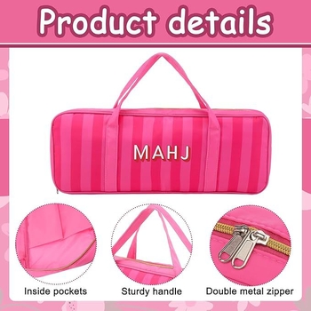 Torba za kozmetiku za putovanja s uzorkom slova, poliester, zatvarač, velik kapacitet, za žene