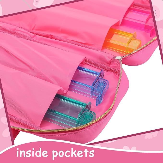 Torba za kozmetiku za putovanja s uzorkom slova, poliester, zatvarač, velik kapacitet, za žene