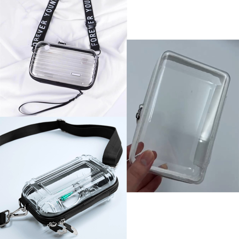 Prozirna kozmetička torbica s čvrstim PC kućištem, vodootporna, ultra lagana, antibakterijska, višenamjenska torba za rame i crossbody