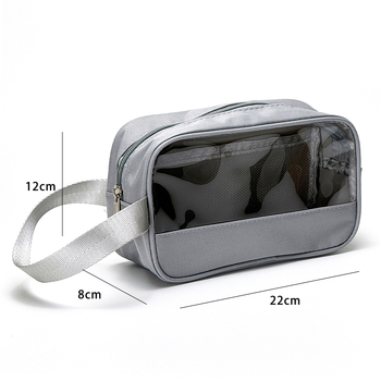 Kosmetička torbica prozirna kubičnog dizajna, vodootporna (PVC + visokoelastična memorijska tkanina; model: prozirna clutch torbica; pogodna za putovanja i skladištenje kozmetike)