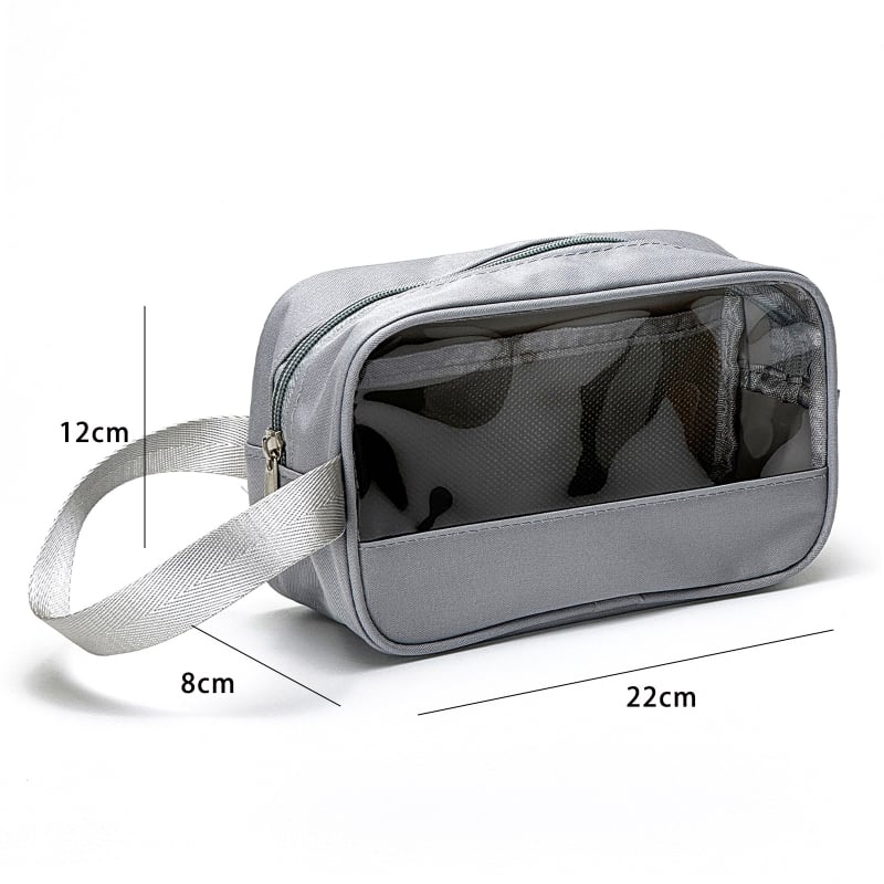 Kosmetička torbica prozirna kubičnog dizajna, vodootporna (PVC + visokoelastična memorijska tkanina; model: prozirna clutch torbica; pogodna za putovanja i skladištenje kozmetike)