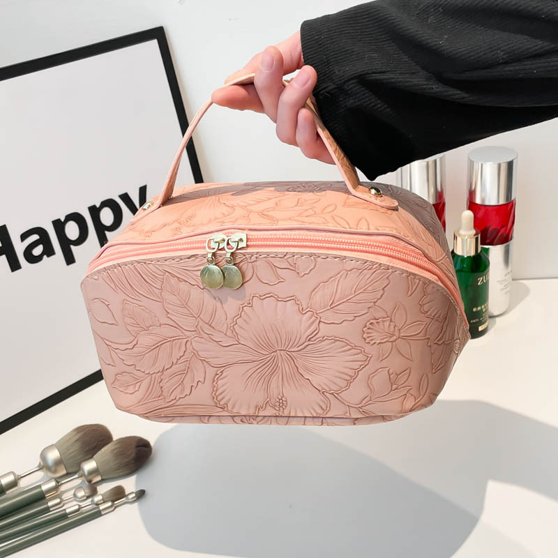 Kozmetička torbica i torba za spremanje četkica za šminku, višefunkcionalna, PU materijal, prugasti uzorak, podstava od poliester