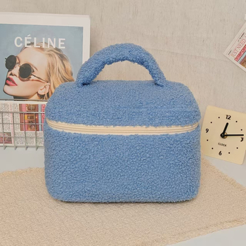 Τσαντάκι Καλλυντικών και Περιποίησης Δέρματος από βελούδινο ύφασμα, Μεγάλης Χωρητικότητας Για Ταξίδι, Με Καπάκι Αναδιπλούμενο